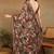 Mirchi fashion women's brown floral printed chiffon saree with unstitched blouse piece