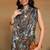 Mirchi fashion women's taupe floral printed chiffon saree with unstitched blouse piece