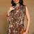 Mirchi fashion women's brown floral printed chiffon saree with unstitched blouse piece