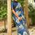 Mirchi fashion women's blue floral printed cotton silk,silk blend saree with unstitched blouse piece