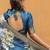 Mirchi fashion women's blue floral printed cotton silk,silk blend saree with unstitched blouse piece