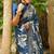 Mirchi fashion women's blue floral printed cotton silk,silk blend saree with unstitched blouse piece