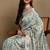 Mirchi fashion women's teal floral printed cotton silk,silk blend saree with unstitched blouse piece