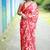 Mirchi fashion women's coral red floral printed chiffon saree with unstitched blouse piece