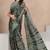 Mirchi fashion women's black floral printed chiffon saree with unstitched blouse piece