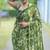 Mirchi fashion women's green floral printed chiffon saree with unstitched blouse piece