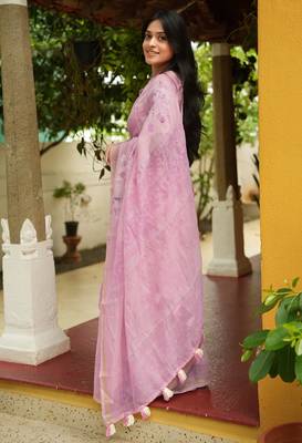 Mirchi fashion women's lavender floral printed cotton blend saree with unstitched blouse piece 2