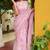 Mirchi fashion women's lavender floral printed cotton blend saree with unstitched blouse piece