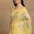 Mirchi fashion women's yellow floral printed cotton blend saree with unstitched blouse piece