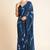 Mirchi fashion women's blue shibori gotta patti chiffon saree with unstitched blouse piece