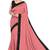 Mirchi fashion women's peach pink woven work lace border lycra saree with unstitched blouse piece