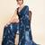 Mirchi fashion women's blue shibori gotta patti chiffon saree with unstitched blouse piece