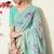 Mirchi fashion women's green floral printed cotton blend saree with unstitched blouse piece