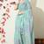 Mirchi fashion women's green floral printed cotton blend saree with unstitched blouse piece