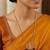 Golden chain Medium length (24") with  Laxmi pendant and onyx beads hangings  one gram gold No.1394