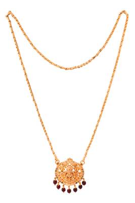 Golden chain Medium length (24") with  Laxmi pendant and onyx beads hangings  one gram gold No.1394 3