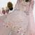 Soft pink hand embroidered palazzo suit with chiffon dupatta