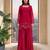 Women's ruby red embroidered palazzo suit set with dupatta