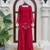 Women's ruby red embroidered palazzo suit set with dupatta