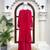 Women's ruby red embroidered palazzo suit set with dupatta