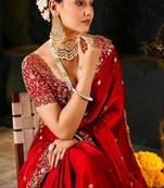 Women's satin silk saree with elegant lace border party wear designer saree