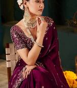 Women's satin silk saree with elegant lace border party wear designer saree