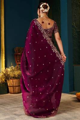 Women's satin silk saree with elegant lace border party wear designer saree 2