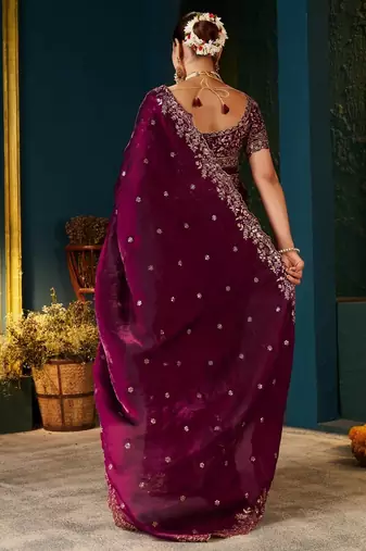Women's satin silk saree with elegant lace border party wear designer saree