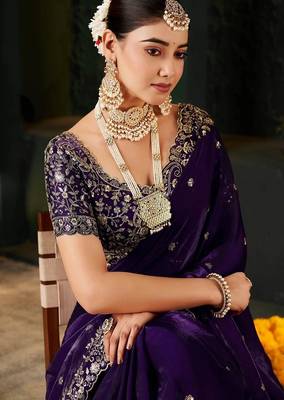 Women's satin silk saree with elegant lace border party wear designer saree 1