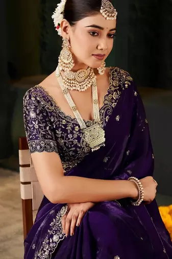 Women's satin silk saree with elegant lace border party wear designer saree