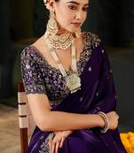 Women's satin silk saree with elegant lace border party wear designer saree