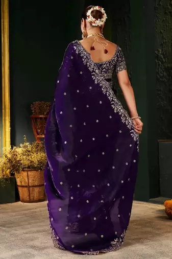 Women's satin silk saree with elegant lace border party wear designer saree