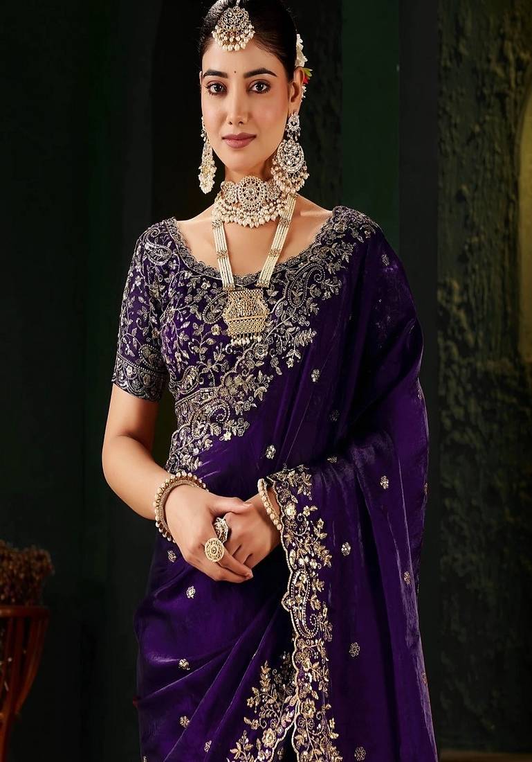 Women's satin silk saree with elegant lace border party wear designer saree