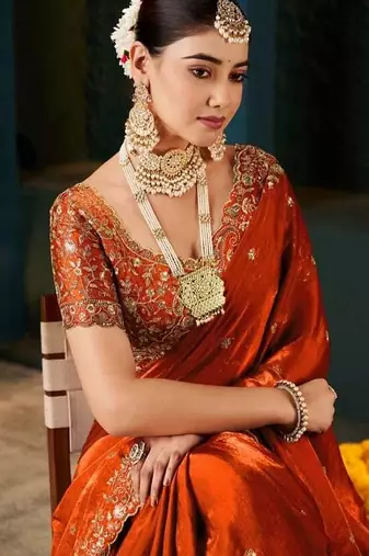 Women's satin silk saree with elegant lace border party wear designer saree