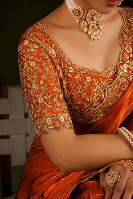 Women's satin silk saree with elegant lace border party wear designer saree 5