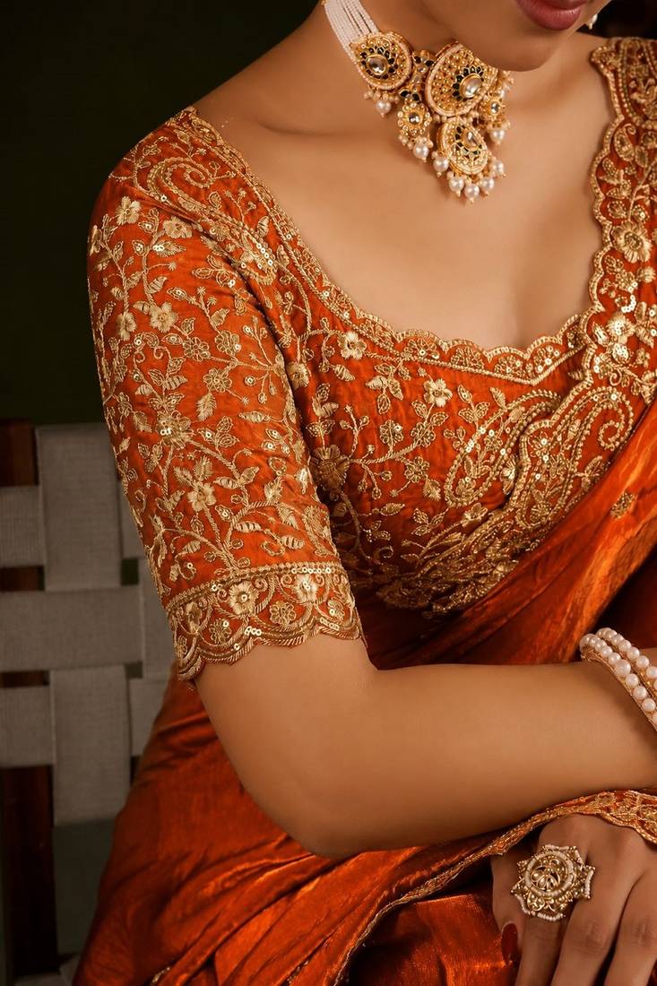 Women's satin silk saree with elegant lace border party wear designer saree