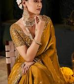 Women's satin silk saree with elegant lace border party wear designer saree