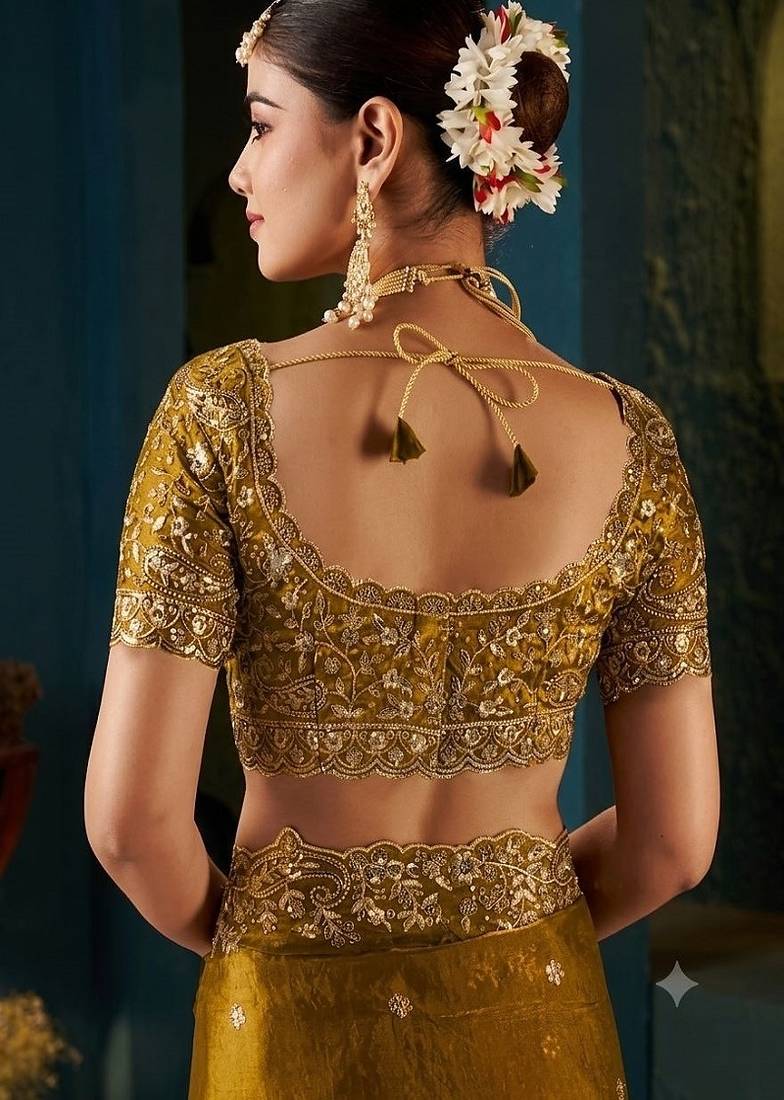 Women's satin silk saree with elegant lace border party wear designer saree