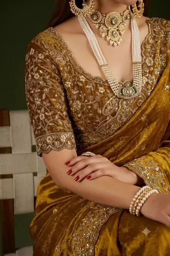 Women's satin silk saree with elegant lace border party wear designer saree
