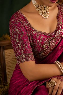 Women's satin silk saree with elegant lace border party wear designer saree 5