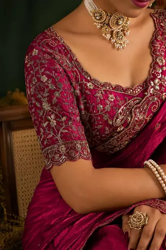 Women's satin silk saree with elegant lace border party wear designer saree