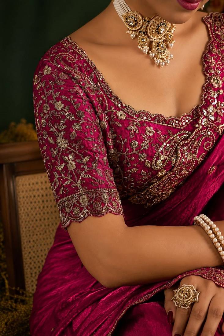Women's satin silk saree with elegant lace border party wear designer saree