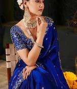 Women's satin silk saree with elegant lace border party wear designer saree