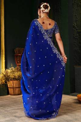 Women's satin silk saree with elegant lace border party wear designer saree 2
