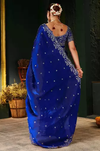Women's satin silk saree with elegant lace border party wear designer saree