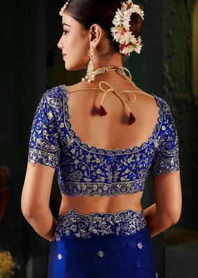 Women's satin silk saree with elegant lace border party wear designer saree 4