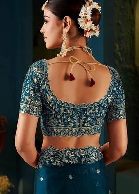 Women's satin silk saree with elegant lace border party wear designer saree 4
