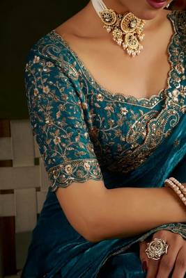 Women's satin silk saree with elegant lace border party wear designer saree 5