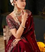 Women's satin silk saree with elegant lace border party wear designer saree