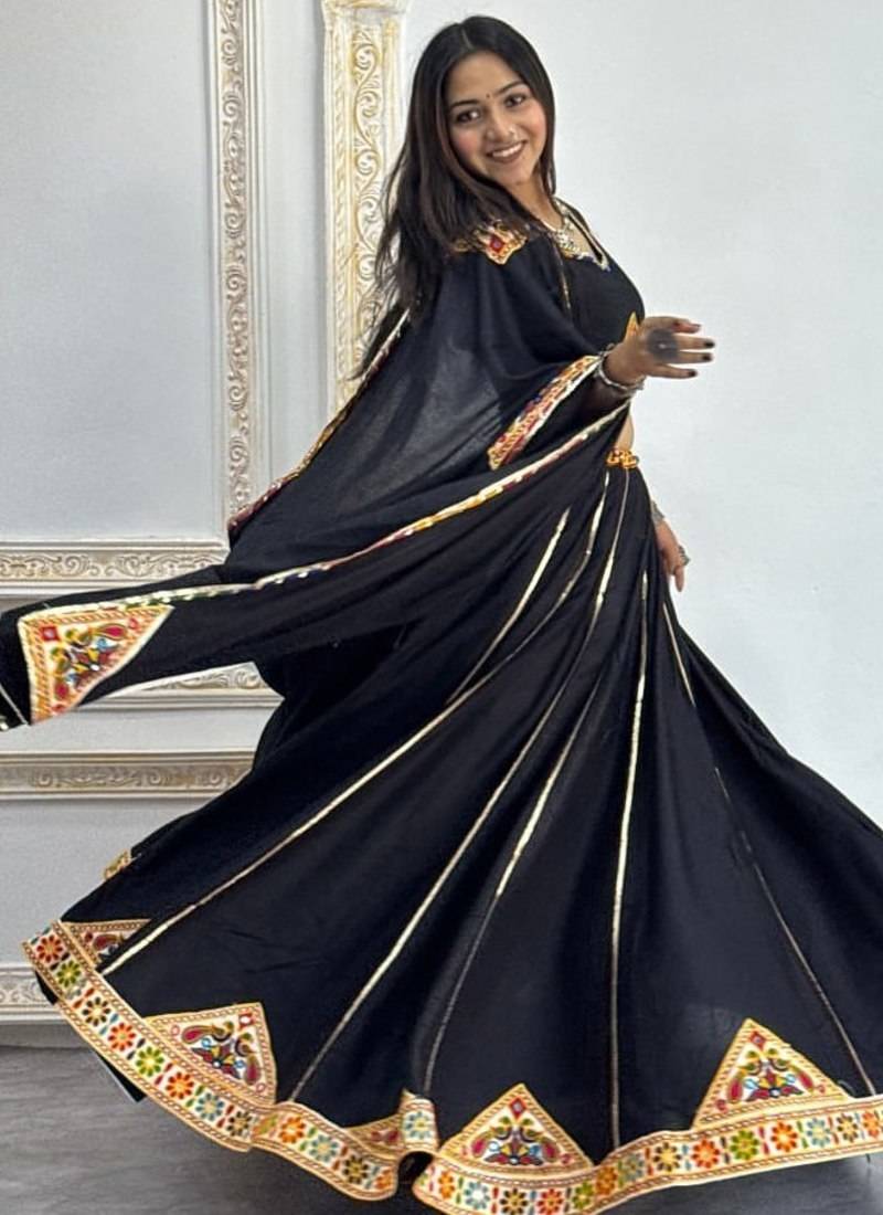 New Designer Patch Work Black Color Lehenga Choli With Dupatta Set For Women's